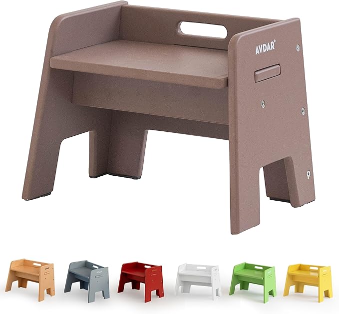 AVDAR Wooden Step Stool for Kids, 14” One Step Stool for Toddlers, Heavy Duty Non-tip Non-Slip for Bedroom/Kitchen