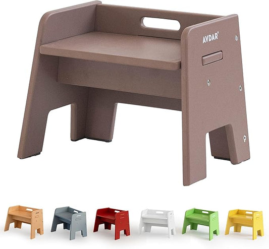 AVDAR Wooden Step Stool for Kids, 14” One Step Stool for Toddlers, Heavy Duty Non-tip Non-Slip for Bedroom/Kitchen