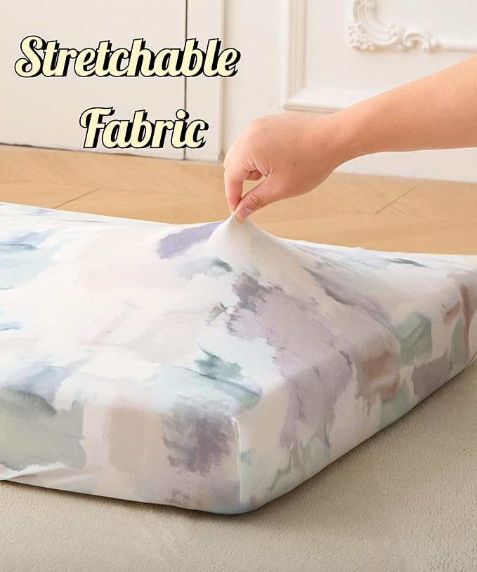 SDY Jersey Crib Sheets for Baby Boys and Girls,52”x28”x8, 2 Pack,Neutral Standard Oval/Retangle Fitted Crib Sheets for Toddler,Super Soft Breathable