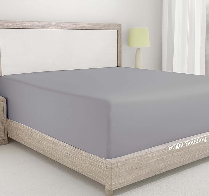 600 Thread Count Cotton Fitted Sheet for RV Short Queen|100% Egyptian Cotton Fitted Sheet|1 Piece Fitted Sheet Comfy, Ultra Soft, Breathable|16 Inch Deep Pocket Fitted Sheet in Light Grey Solid