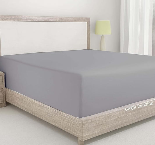 600 Thread Count Cotton Fitted Sheet for RV Short Queen|100% Egyptian Cotton Fitted Sheet|1 Piece Fitted Sheet Comfy, Ultra Soft, Breathable|16 Inch Deep Pocket Fitted Sheet in Light Grey Solid