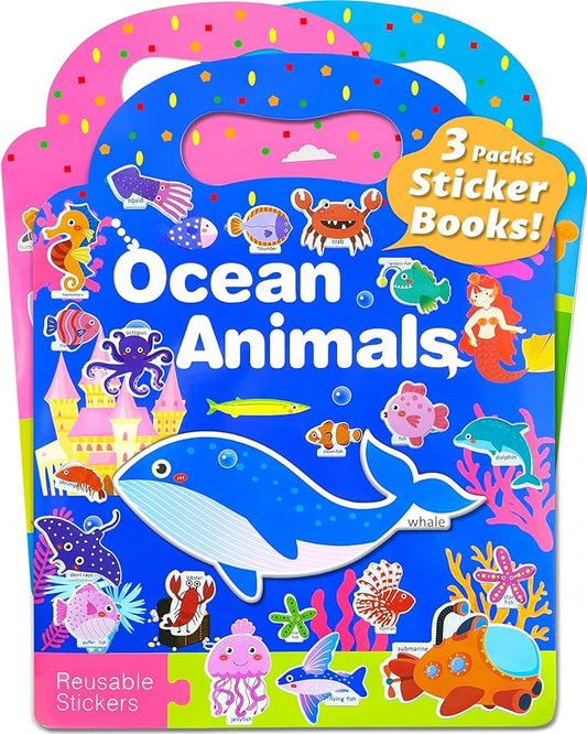 Walenced Reusable Sticker Book for Toddlers, Stickers for Kids, Toddler Sticker Book, Toddler Craft Activities, Toddler Travel Toys Ages 3 and Up Boy Girl Birthday Gifts