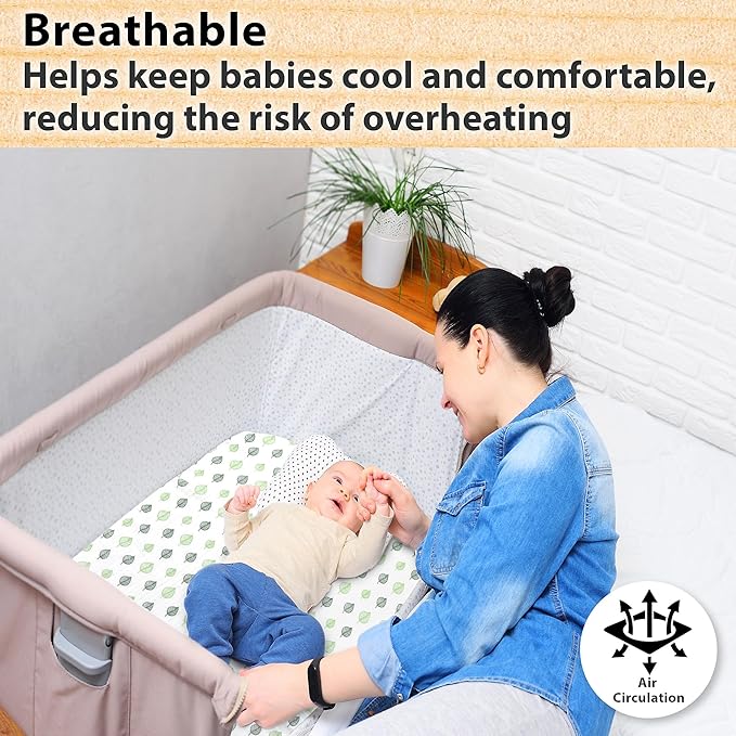 3 Pack Organic Muslin Bedside Bassinet Sheets Compatible with Mika Micky, Baby Delight, Dream On Me, AMKE and Other Bassinet Pads Size Between 17-21 in Width, 29-33 in Length, and 1.5-4 in Thick