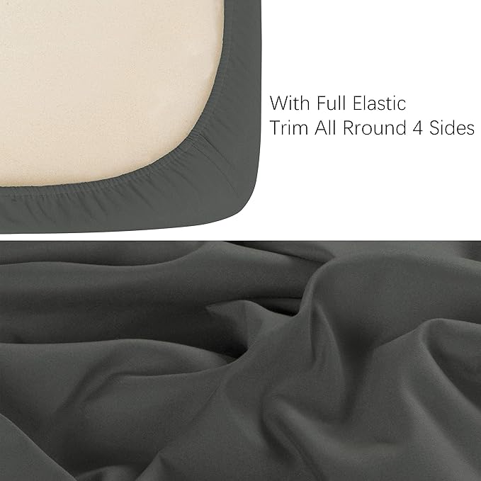 NTBAY 100% Brushed Microfiber Fitted Crib Sheet, Super Soft and Cozy 28x52 Crib Sheet for Standard Crib and Toddler Mattresses, Boys, Girls, Unisex, Dark Grey, 28x52 Inches
