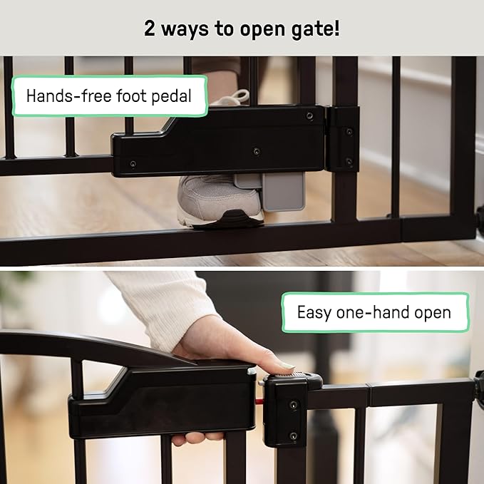 Ingenuity Easy Open Baby Gate & Dog Gate, Hands-Free Open Patent-Pending Foot Pedal, 27.5"-52" Wide, 28" Tall, Hardware or Pressure Mounted, Install in Doorway, Bottom of Stairs, or Wall - Espresso
