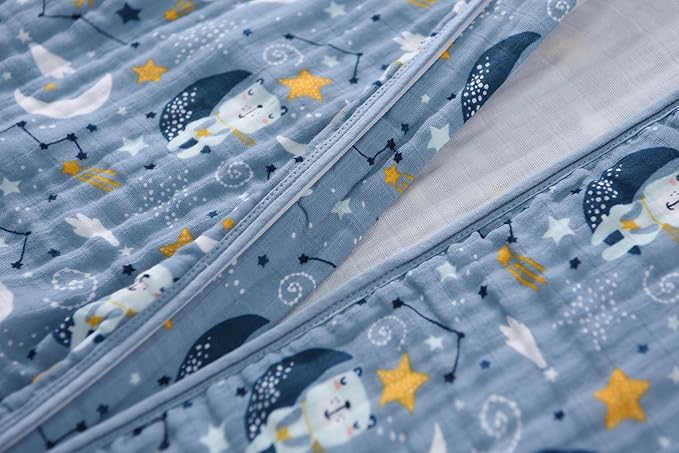 Baby Sleep Sack 2-4 T Boys & Girls Wearable Blanket 100% Organic Cotton 0.5 TOG Toddler Sleeping Sack 2- Way Zipper X-Large Muslin Blue Bear