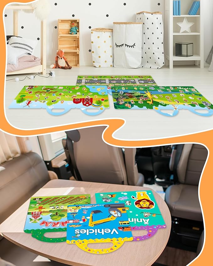 Walenced Reusable Sticker Book for Toddlers, Stickers for Kids, Toddler Sticker Book, Toddler Craft Activities, Toddler Travel Toys Ages 3 and Up Boy Girl Birthday Gifts