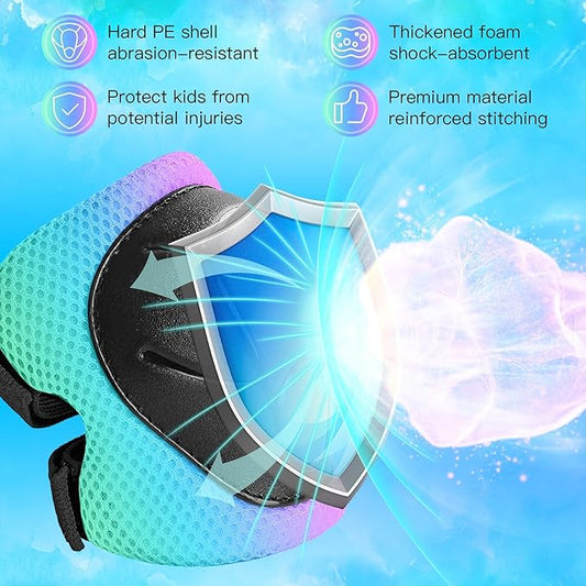 Kids Protective Gear Set Knee Pads for Kids 3-14 Years Toddler Knee and Elbow Pads with Wrist Guards 3 in 1 for Skating Cycling Bike Rollerblading Scooter