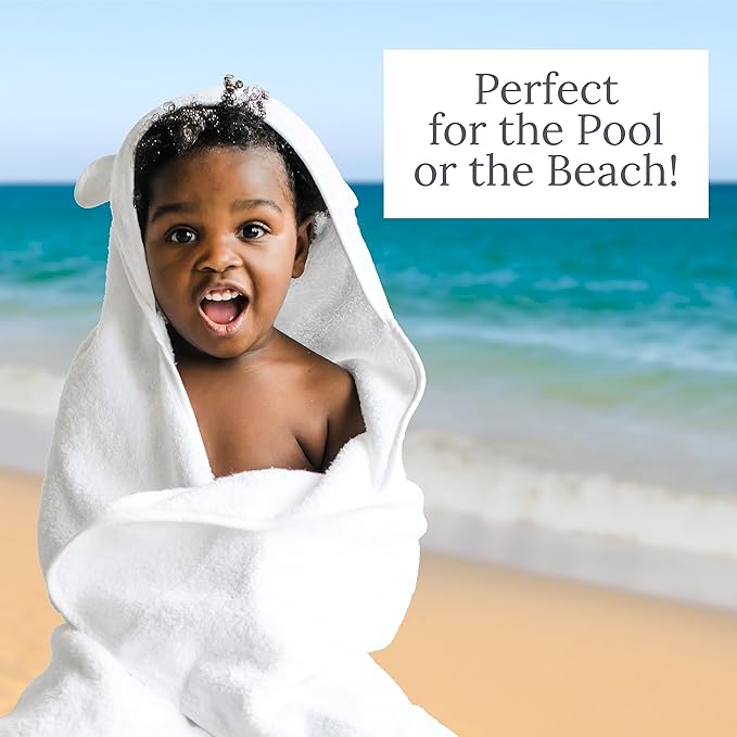 Natemia Hooded Baby Bath Towel - 100% Organic Cotton Baby Towels for Newborns, Toddlers, Boys, Girls - Soft Absorbent 450 GSM - Gentle on Sensitive Skin - Baby Shower Registry Gift (35" x 35")