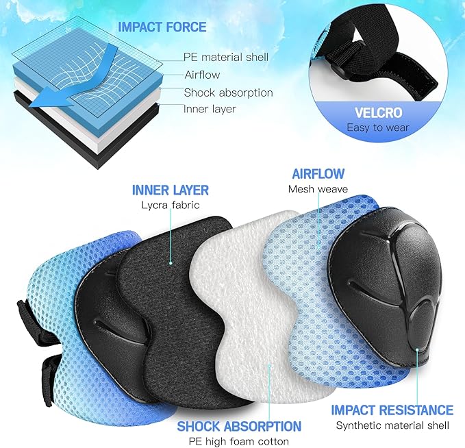 Kids Protective Gear Set Knee Pads for Kids 3-14 Years Toddler Knee and Elbow Pads with Wrist Guards 3 in 1 for Skating Cycling Bike Rollerblading Scooter