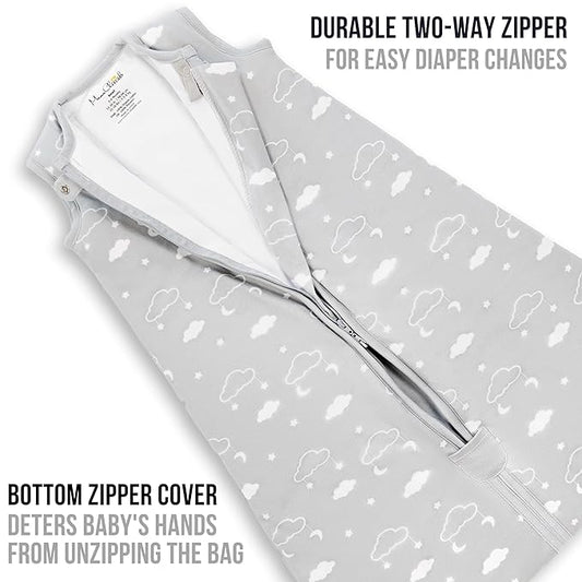 Baby Sleep Sack 1.0 TOG, Organic Cotton Baby Wearable Blanket with Two-Way Zipper, Swaddle Transition Baby Sleeping Bag, All-Season Sleep Sack for Newborn Infant Toddler Boy Girl, 2-Pack, 6-12 Month