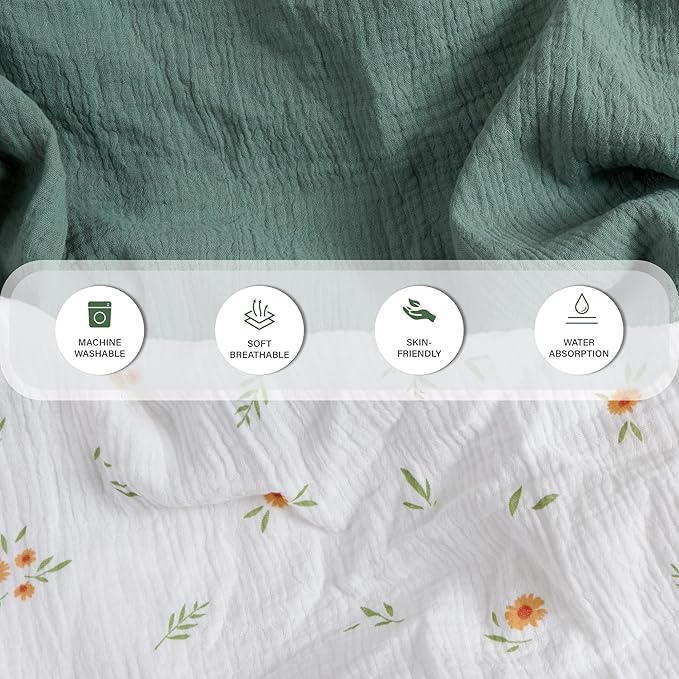 Meracorallo Muslin Fitted Crib Sheet, Soft and Breathable Baby Crib Sheet for Standard Crib and Toddler Mattresses, Roman Green