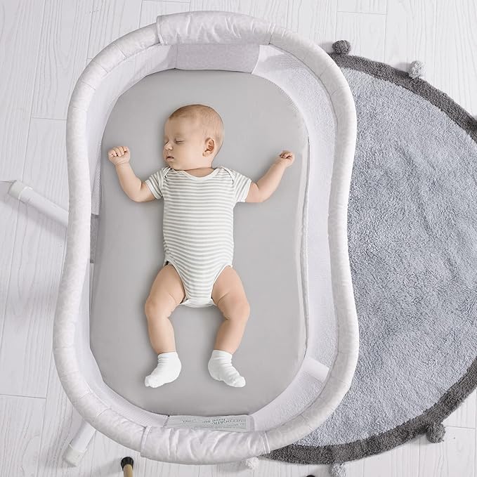 TILLYOU Baby Bassinet Sheets Cotton 2 Pack, 31.5"x18" Breathable Bassinet Mattress Protector, Soft Cradle Bassinet Crib Sheets, Gray