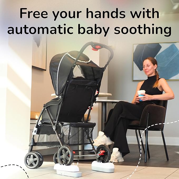 Automatic Stroller Rocker Attachment – Smart Infant Soother for Peaceful Sleep with Remote, Timer, Two Speed Modes, Type-C Rechargeable – No Anxious Vibrations, SwaySo