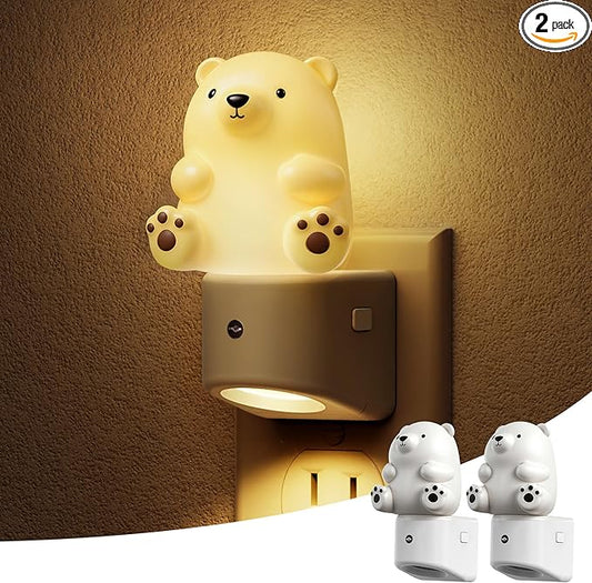 L LOHAS LED Night Light for Kids, 3D Bear Night Light Plug in, Dusk to Dawn Nursery Night Lights, RGB+Soft White 3000K, 3 Lighting Modes, Room Decor, Children