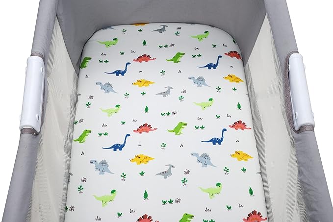 Onacosht Bassinet Sheets for Baby Boy and Girl, Stretchy Fitted Sheet Universal for Bassinet Cradle Hourglass Oval Rectangle Pad/Mattress, 4 Pack Undersea Fish, Animal and Dinosaur Printing