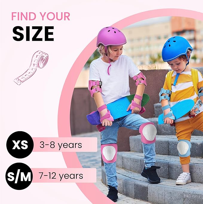 99FLIPS Knee Pads for Kids 3-12 Years - 6pcs Complete Set Certified by TÜV Rheinland - Knee Pads Elbow Pads and Wrist Guards for Kids and Toddler - Skateboard Roller Skates Scooter