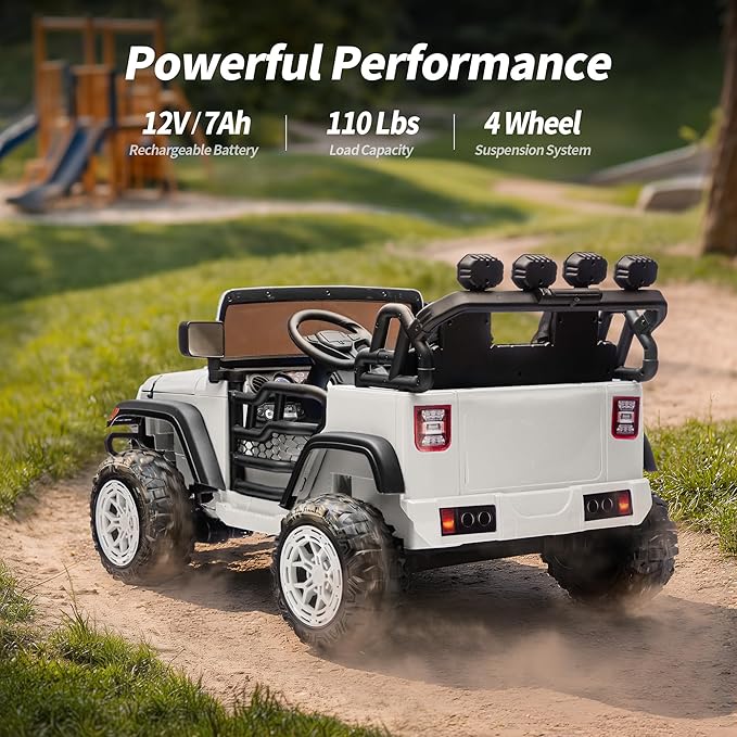2 Seater Ride on Electric Car, 12V Ride on Toy Car for Kids 4-8 w/Remote Control, EVA Tires - White