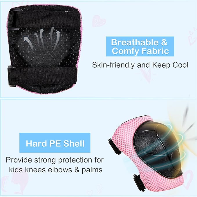 Kids Helmet, Bike Helmets for Kids 8-14 with Knee Pads and Elbow Pads Wrist Guards, Adjustable Youth Girls Bike Helmet with DIY Cat Ears Skateboard Helmet for Scooter Skating Cycling