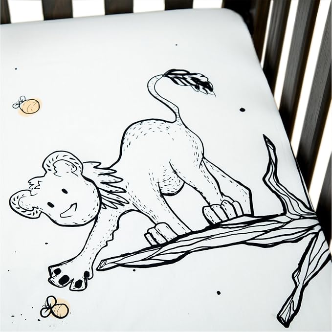 JumpOff Jo - Fitted Crib Sheet, Super Soft Breathable 100% Cotton Baby Crib Sheet for Standard Crib Mattresses and Toddler Beds, 28 in. x 52 in. - Lionhearted