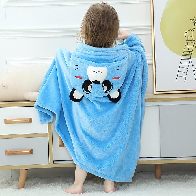 Wearable Blanket Hoodie for Kids Toddlers Hooded Towels Soft Cozy Wearable Throw Blanket Hoodie for Boys Girls