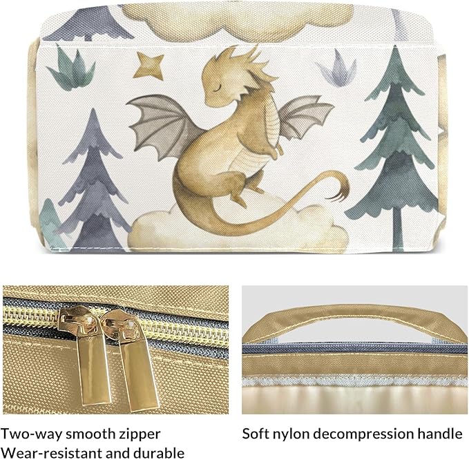 Personalized Cute Dragon Watercolor Custom with Name Diaper Bag Backpack For Baby Boy Girl Dad Mom Unisex for Adult Daypack Holiday Gift