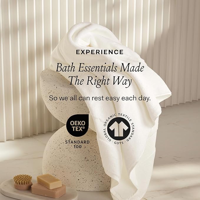 BOLL & BRANCH Plush Bath Towel Set - Mineral - 6 Piece - Includes 2 Bath Towels, 2 Hand Towels & 2 Washcloths - 100% Organic Cotton - Ultra Soft & Luxurious - Quick Absorbing