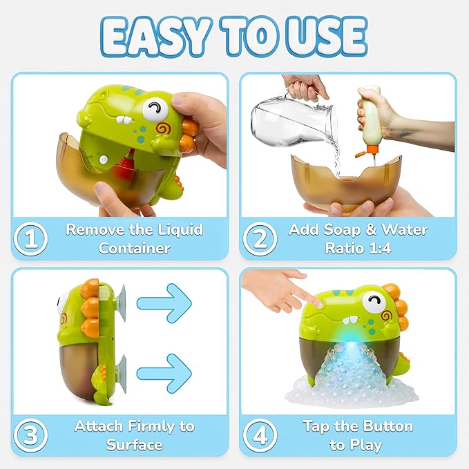 Bath Bubble Machine - Bathtub Bubble Machine, Light Up Bath Toys - Bubbles Bath Maker with Lights & Music - Baby Bath Bubbles Maker for Bathtub - Strong Suction BPA Free