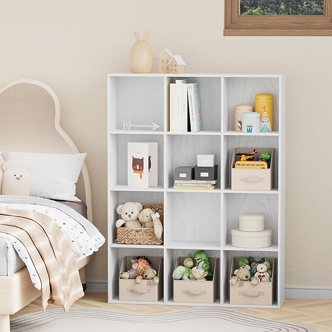Jpiziso 8 Cube Storage Organizer, Wooden Cube Shelves with Closed Back Panel, Reversible Bookcase, Cubes Closet Organizer for Home, Living Room, Kids Room, Office, Bedroom, Study, Hallway