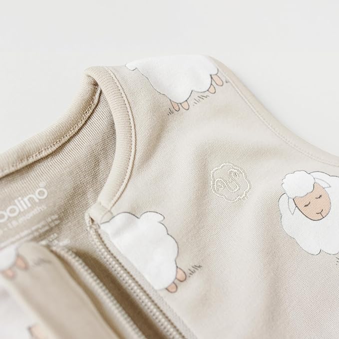 Woolino 4 Season Baby Sleep Bag with Feet Opening, Australian Merino Wool and Organic Cotton, Toddler Sleeping Bag, 6-18mo, Sheep
