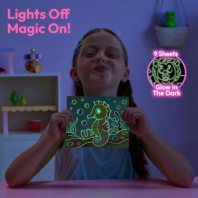 Klever Kits Paint with Water Coloring Books, Arts and Crafts for Kids Ages 3-8, Mess Free Painting for Toddlers Glow in the Dark, Travel Drawing Toys Gifts for Girls Boys - Ocean Farm Forest by JOVA