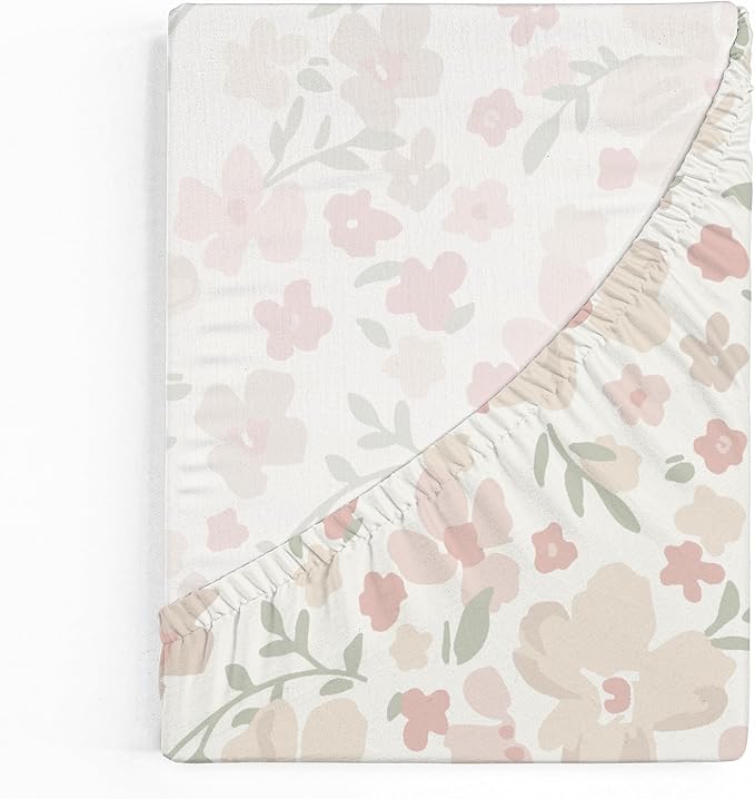 Makemake Organics GOTS Certified Organic Cotton Fitted Crib Sheet Soft Breathable (28"x52", Blossom)