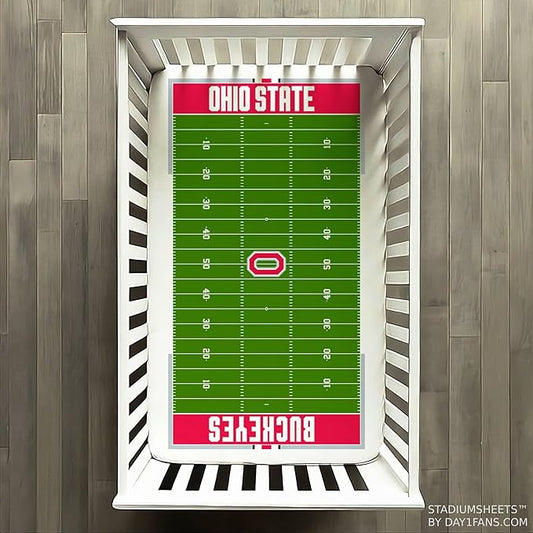 STADIUMSHEETS Day1Fans Officially-Licensed Fitted Crib Sheet (Ohio State Buckeyes)