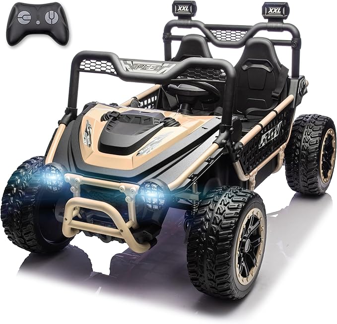 XXL 24V 7Ah 2 Seater Ride On Toy for Big Kids Ride On Car with Remote Control 4WD Kids UTV with 22" Seat, LED Lights, Bluetooth Music Player, EVA Rubber Tires, Spring Suspension, Quicksand