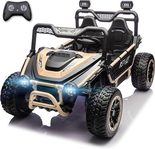 XXL 24V 7Ah 2 Seater Ride On Toy for Big Kids Ride On Car with Remote Control 4WD Kids UTV with 22" Seat, LED Lights, Bluetooth Music Player, EVA Rubber Tires, Spring Suspension, Quicksand