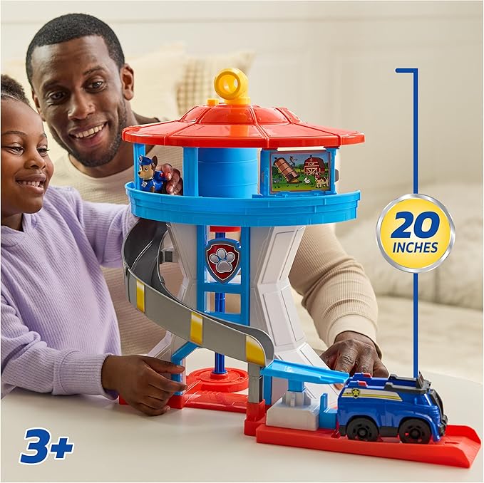 Paw Patrol Lookout Tower, 20-Inch Tower with Chase Action Figures, Rescue Vehicle & Launcher, Kids Toys for Boys & Girls Ages 3 and Up