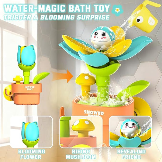Magic Growing Bath Toy for Toddlers 1-3 | Interactive Watering Can with Blooming Flowers & Rising Mushrooms | Fun Sensory Bathtub Game for Kids 18M+ | Ideal Gift for Christmas & Birthdays