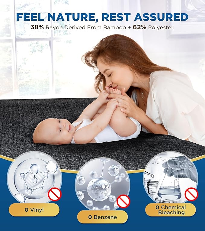 Premium 100% Waterproof Cal King Mattress Protector, Breathable Cooling 3D Air Fabric Mattress Cover, Soft Hypoallergenic Noiseless Bed Cover Machine Washable Vinyl Free, 8-21'' Deep Pocket (Black)