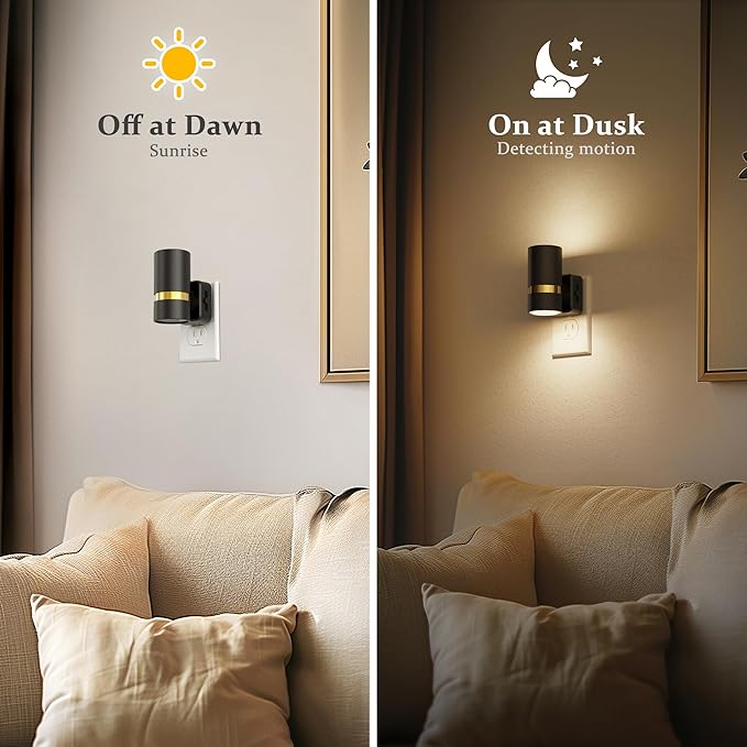 JandCase Night Lights Plug into Wall, Automatic Night Light with Dusk to Dawn, 2 Pack 0-100LM Dimmable Plug in LED Nightlight 3000K Soft Warm for Bedroom, Hallway, Stairs