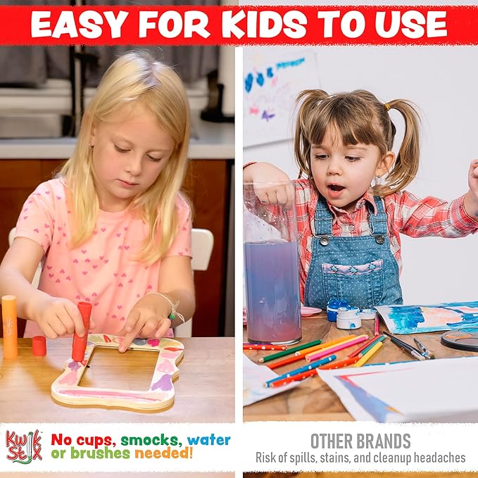 Kwik Stix Solid Tempera Paint Sticks, 24 Colors, Washable Paint Sticks for Kids, Non-Toxic, Quick Drying, Allergen Free, Comes in Classic, Metallic, & Neon Colors, Ideal for Kids and Toddlers