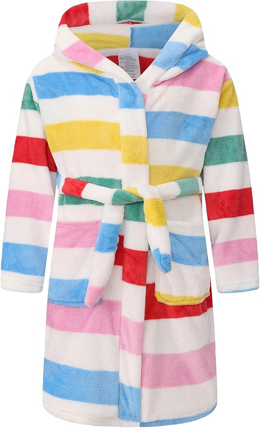 Kid Fleece Hooded Robes Girls Bathrobes Boys Soft Plush Sleepwear Toddler Fuzzy Pajamas