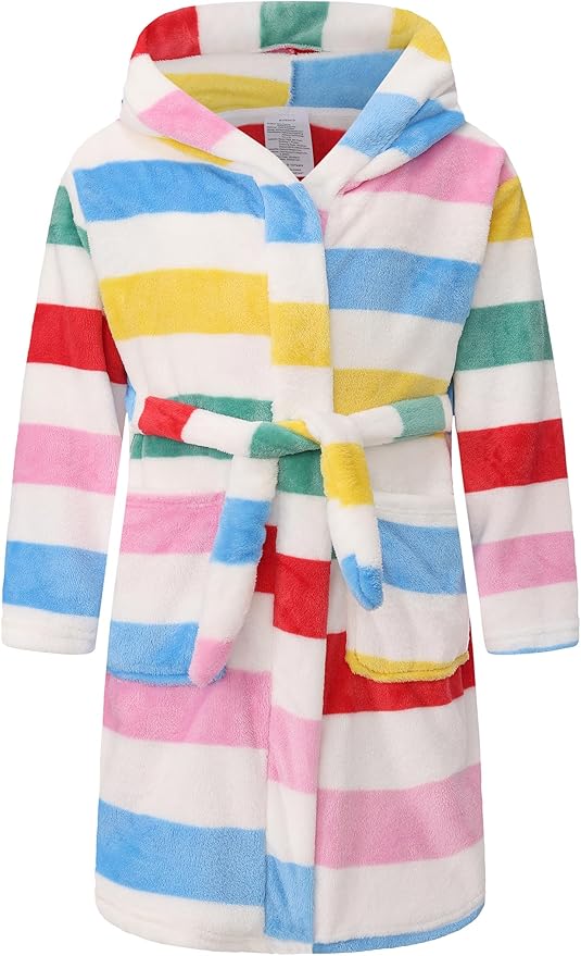 Kid Fleece Hooded Robes Girls Bathrobes Boys Soft Plush Sleepwear Toddler Fuzzy Pajamas