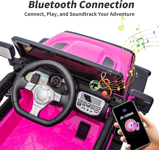 24V Kids Ride on Toy, Kids Electric Vehicles Car Ride on Car Truck for Toddlers 3-5 with Remote Control, 2x200W Motor - Pink