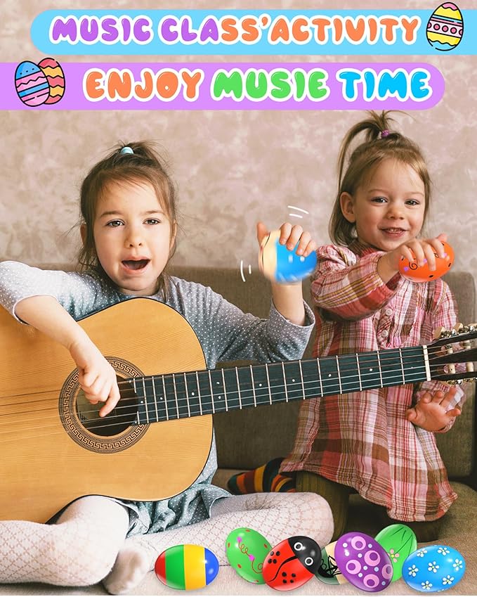 12 Pack Wooden Percussion Musical Shaker Christmas Stocking Stuffers for Toddler, Baby Stocking Easter Basket Stuffers Gifts Montessori Toys for Toddlers Kids Babies Boys Girls