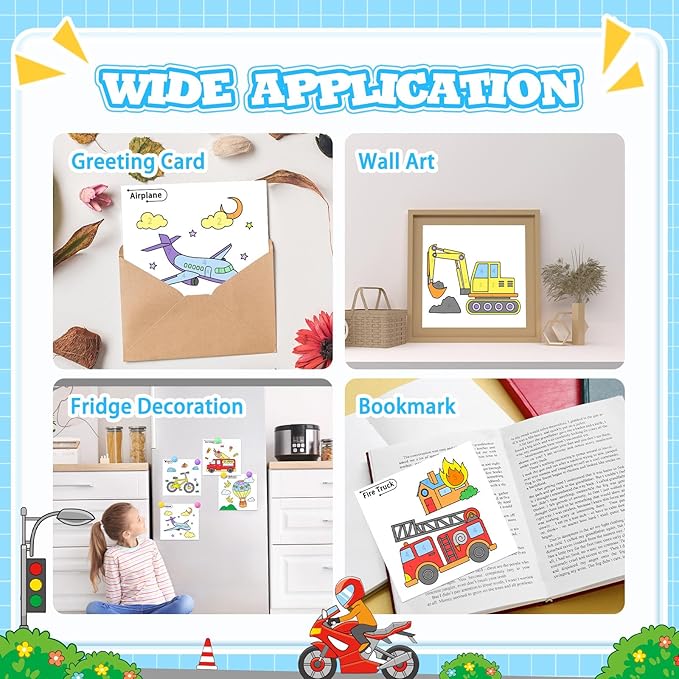 SOCOLER Paint with Water Coloring Books for Toddlers, Traffic Theme Mess Free Watercolor Painting Papers for Kids Water Color Paint Kit Art Craft Birthday Gift for Ages 1-3, 4-8