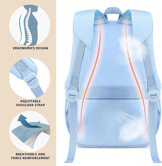 KIDNUO Backpack for Girls,School Backpacks for Teen,Cute College Bags for Women Students Large Bookbag 15.6 Inch Laptop Bag Back Pack Kids Kindergarten Elementary Casual Travel Daypacks Blue