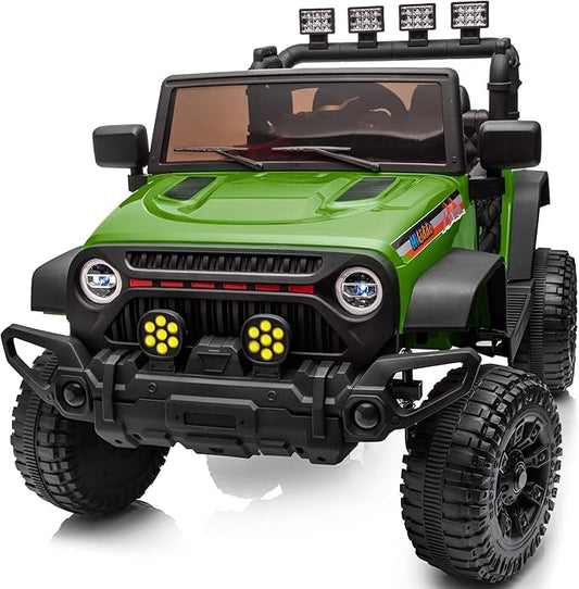 4WD Kids Ride on Car Truck, 12V 7Ah Kids Electric Vehicles Car Ride on Toy for Toddlers 3-5 with Remote Control - Green