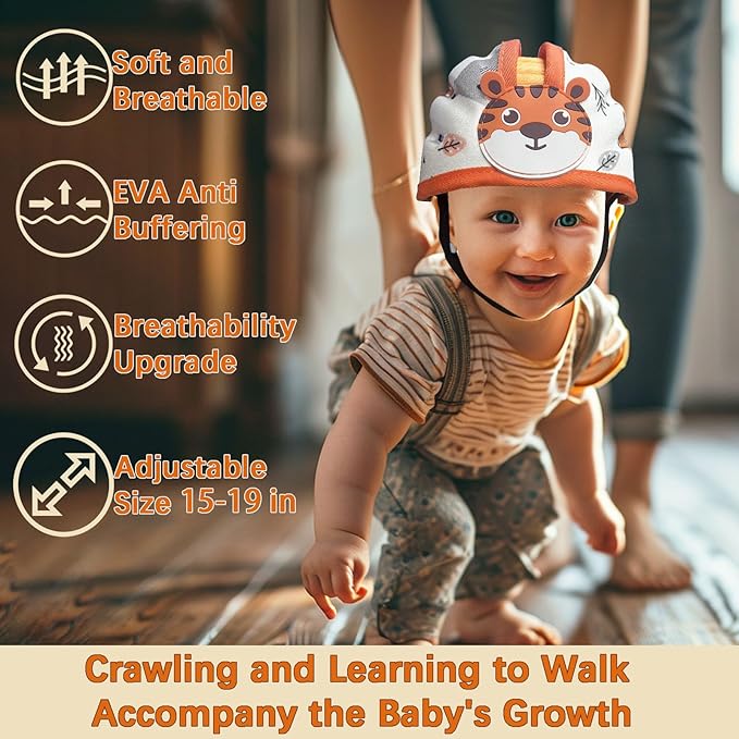 Baby Helmet for Crawing Walking,Soft Infant Safety Helmet,Baby Helmet 1-2 Years for Anti-Fall Head Protector,Adjustable, Breathable
