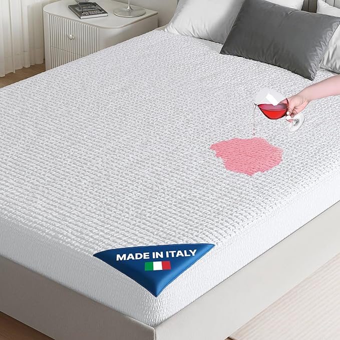 PAULATO BY GA.I.CO Queen Waterproof Mattress Protector – Mattress Cover for Queen Size Bed – Soft Noiseless Hypoallergenic Machine Washable – Waterproof Protector with Deep Elastic Skirt