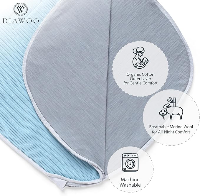 4 Season Baby Sleep Sack–Merino Wool&Organic Cotton–Adjustable Sleeping Bag (2–36 Months) with Two-Way Zipper& Belt Slot